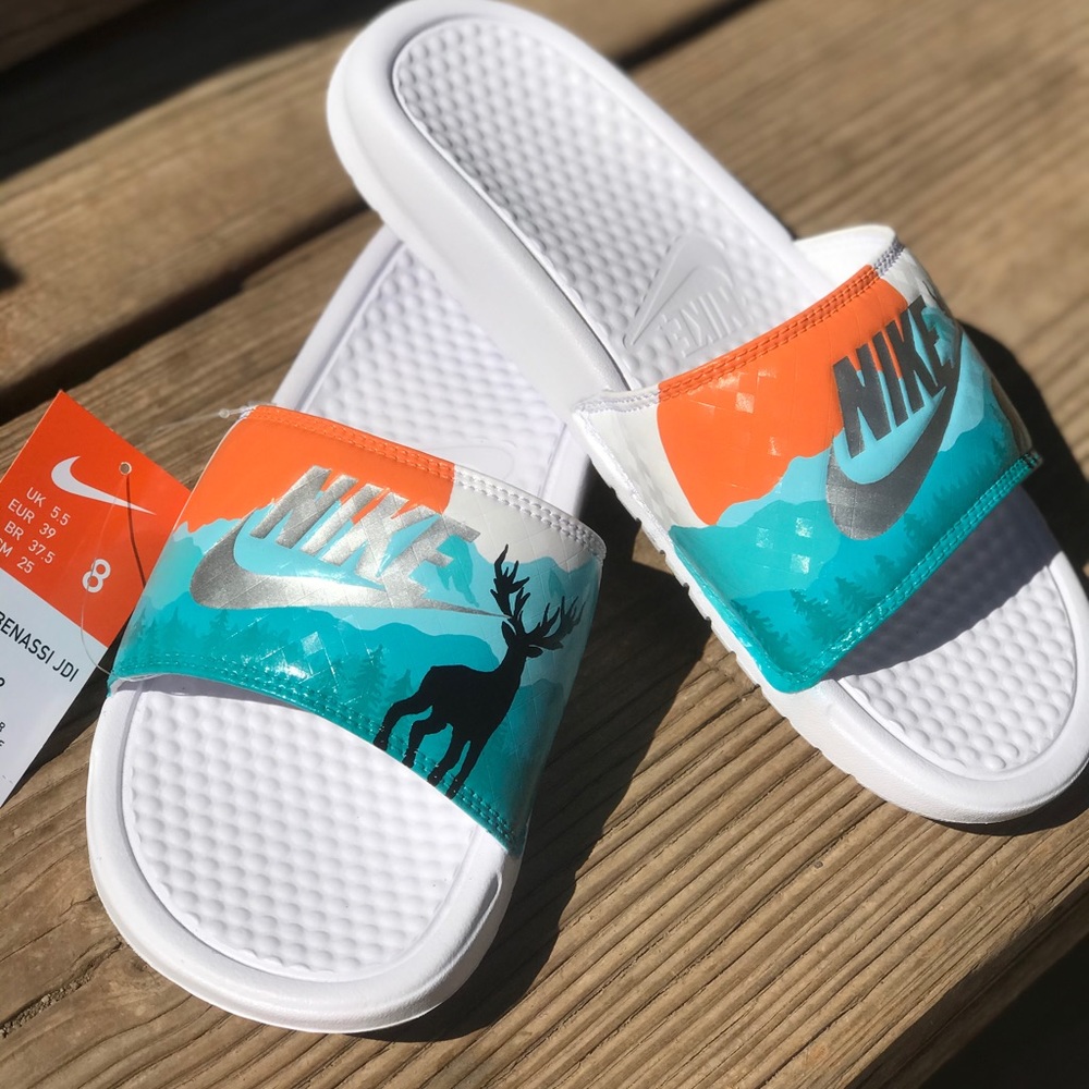 Custom painted Nike slides